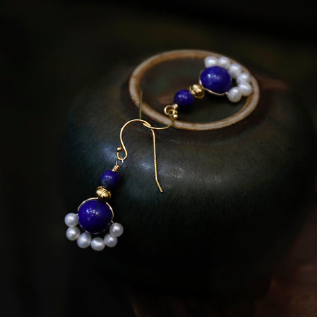 Lapis Lazuli and Pearl Earrings